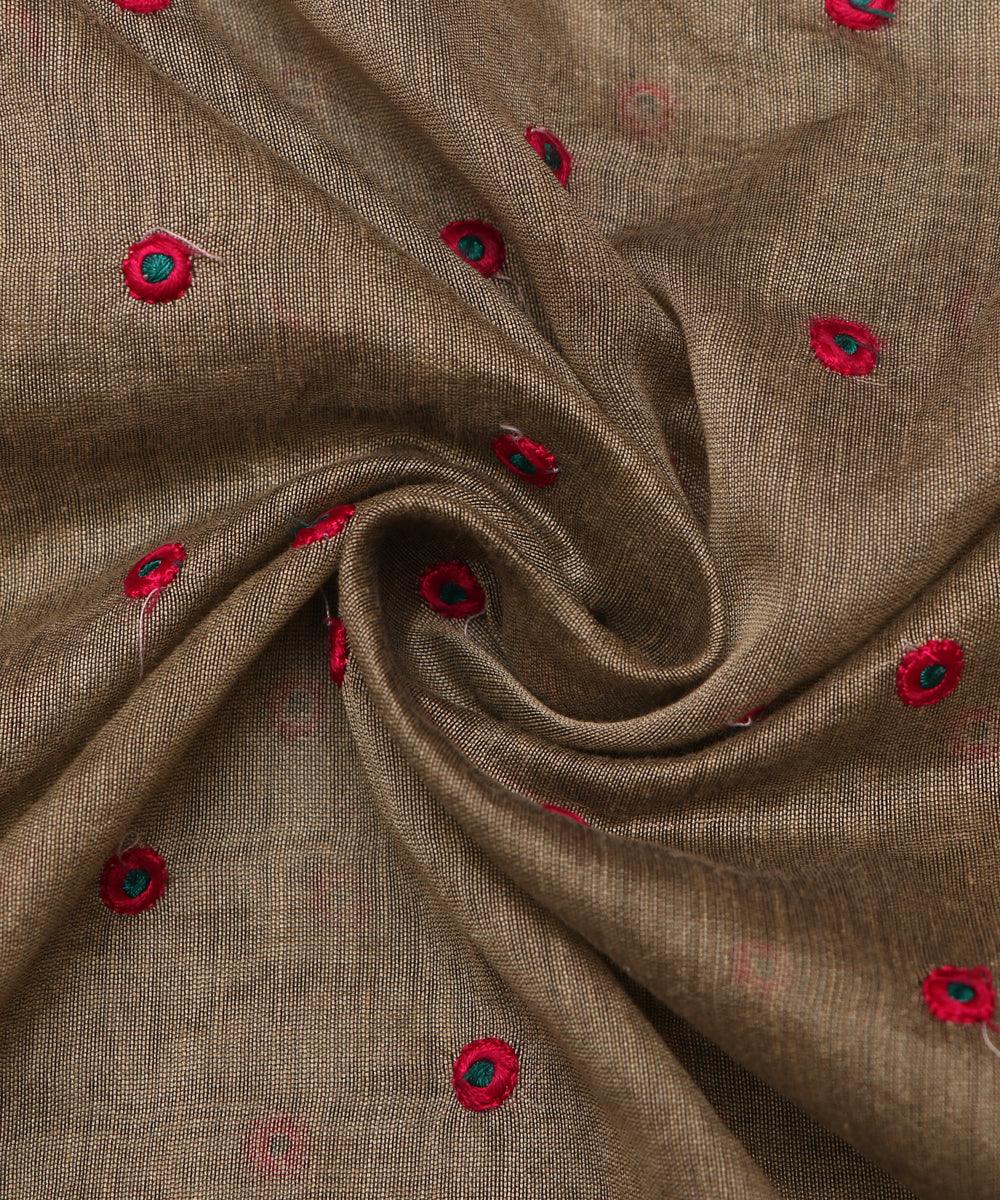 grey thread embroidery chanderi fabric