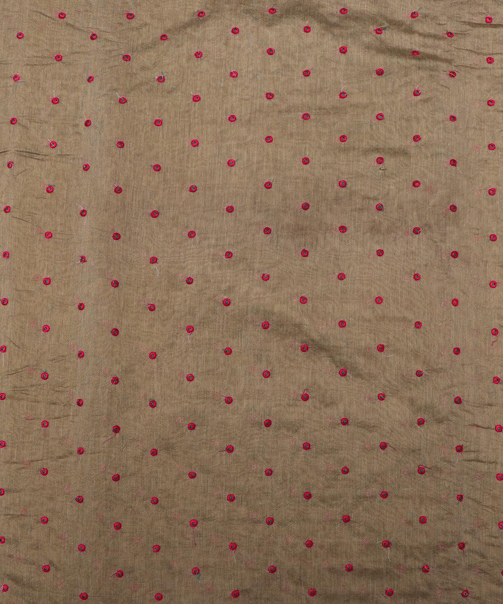 grey thread embroidery chanderi fabric