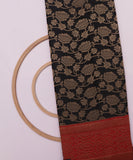 Dark Grey Colour Floral Design Banarasi Brocade Silk Fabric ( 1 Meter )