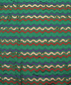 green zig zag pattern chanderi silk fabric