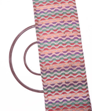 white zig zag pattern chanderi silk fabric