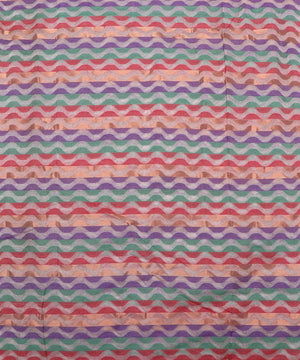 white zig zag pattern chanderi silk fabric