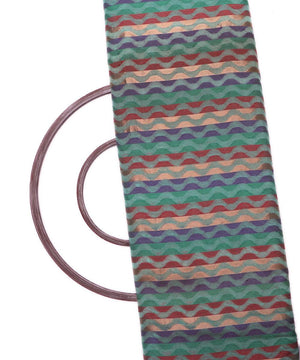 cyan zig zag pattern chanderi silk fabric