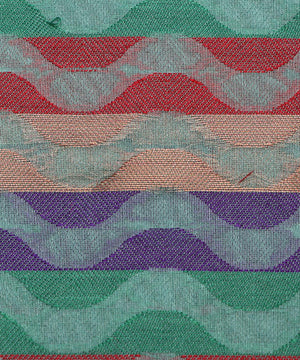 cyan zig zag pattern chanderi silk fabric