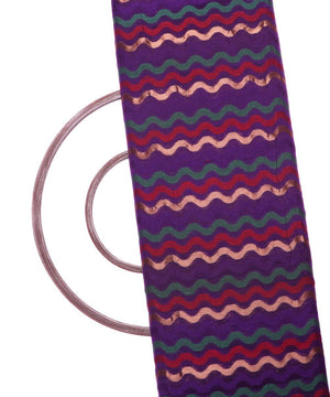 purple zig zag pattern chanderi silk fabric