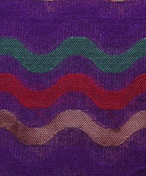 purple zig zag pattern chanderi silk fabric