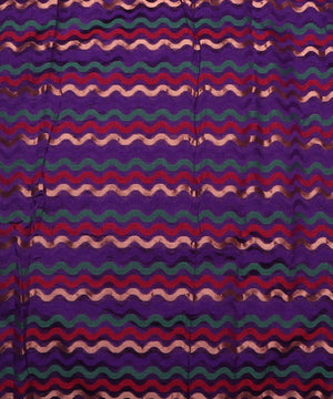 purple zig zag pattern chanderi silk fabric