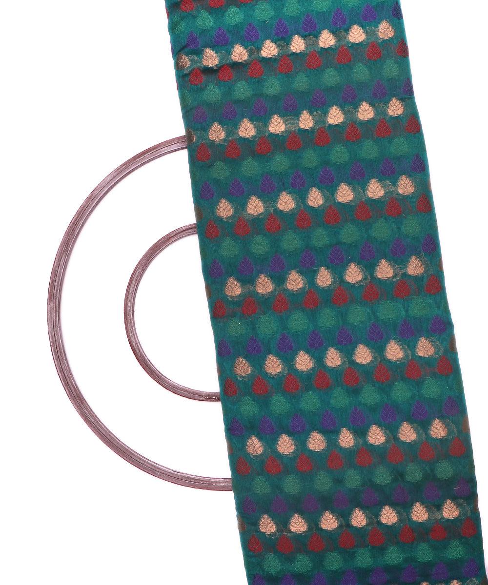 dark green tree design chanderi silk fabric