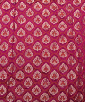 pink tree pattern chanderi silk fabric