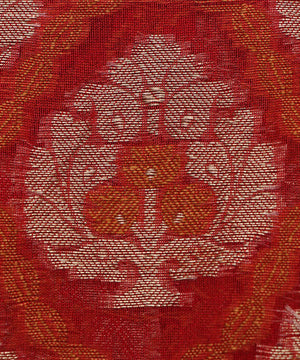 red tree pattern chanderi silk fabric