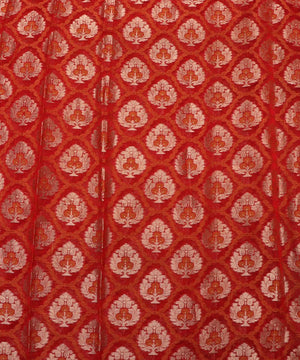 red tree pattern chanderi silk fabric
