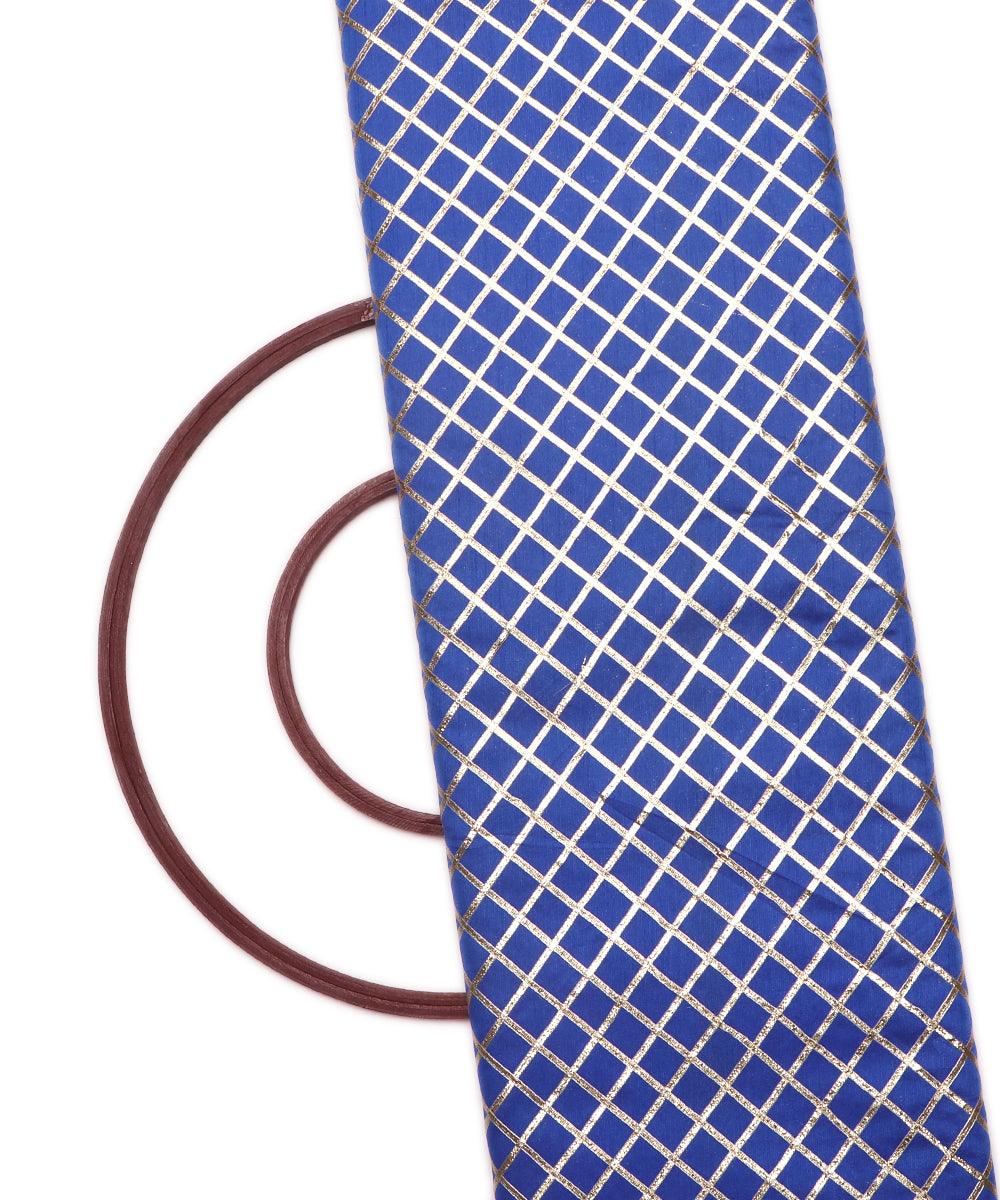 royal blue checks pattern gotta raw silk fabric
