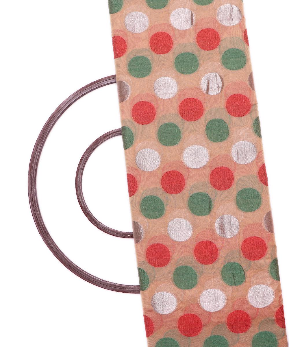 rose green big polka pattern chanderi silk fabric c124 2888