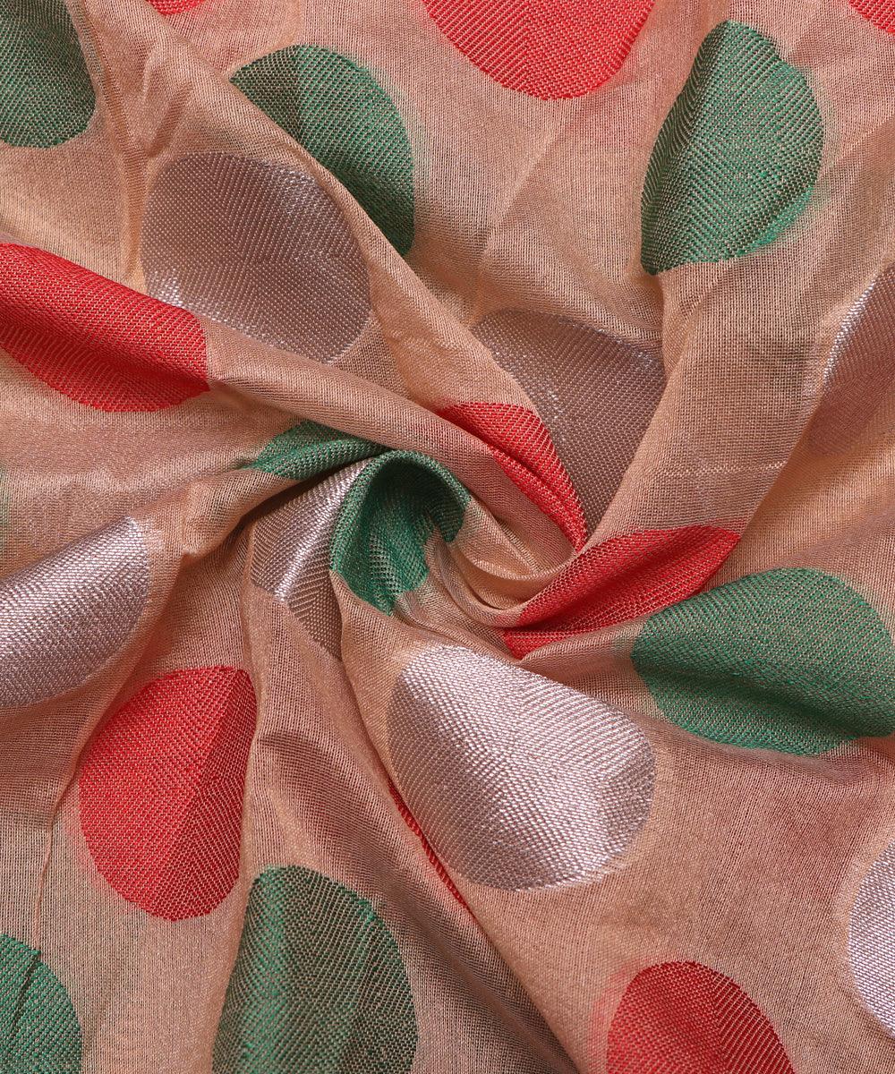 rose green big polka pattern chanderi silk fabric c124 2888