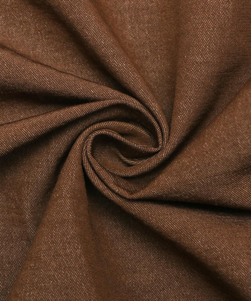 earthy brown plain denim lycra fabric