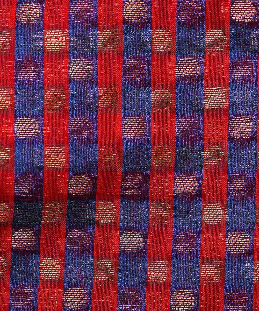 blue checks pattern chanderi silk fabric