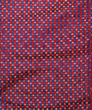 blue checks pattern chanderi silk fabric