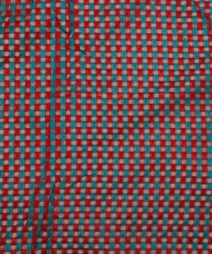 red checks pattern chanderi silk fabric