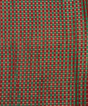 green checks pattern chanderi silk fabric