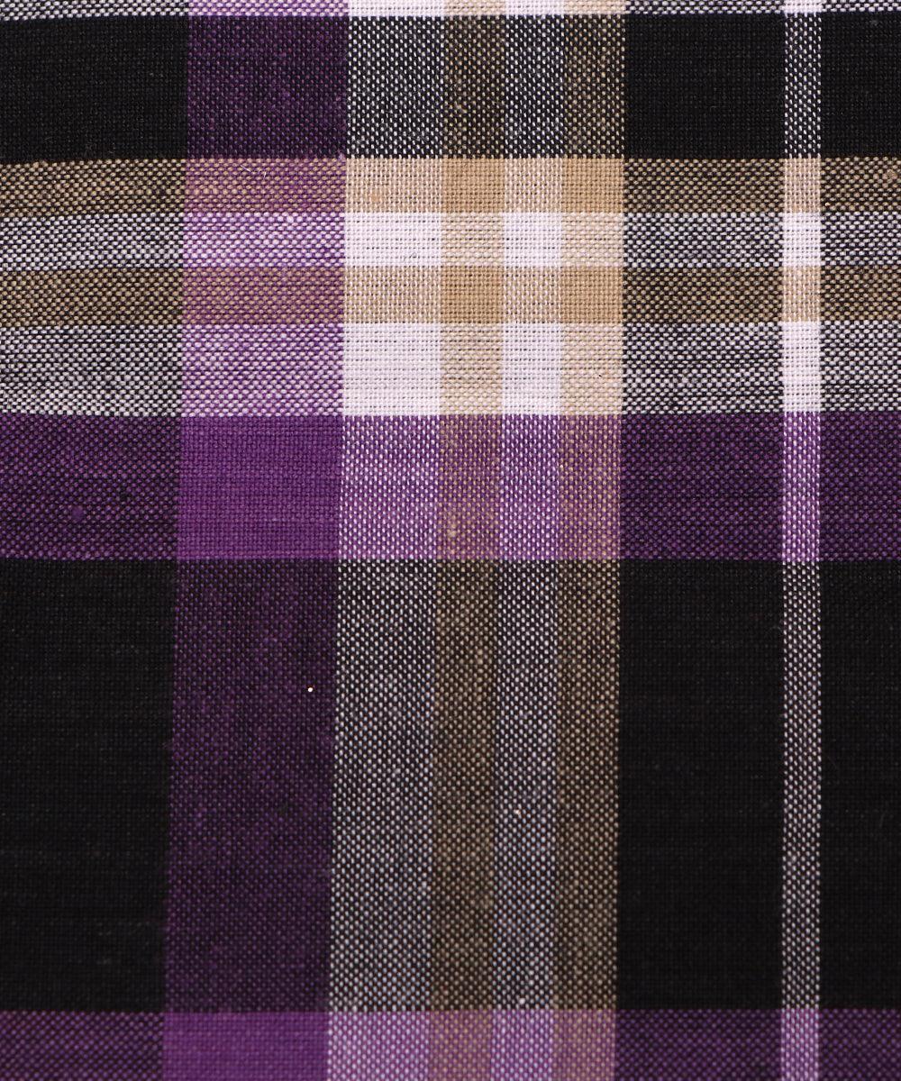 purple and black checks pattern cotton fabricCotton Fabric Material