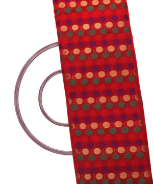 maroon polka design chanderi silk fabric