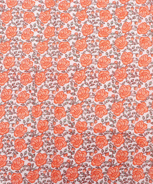 White Colour Floral Print Rayon Fabric