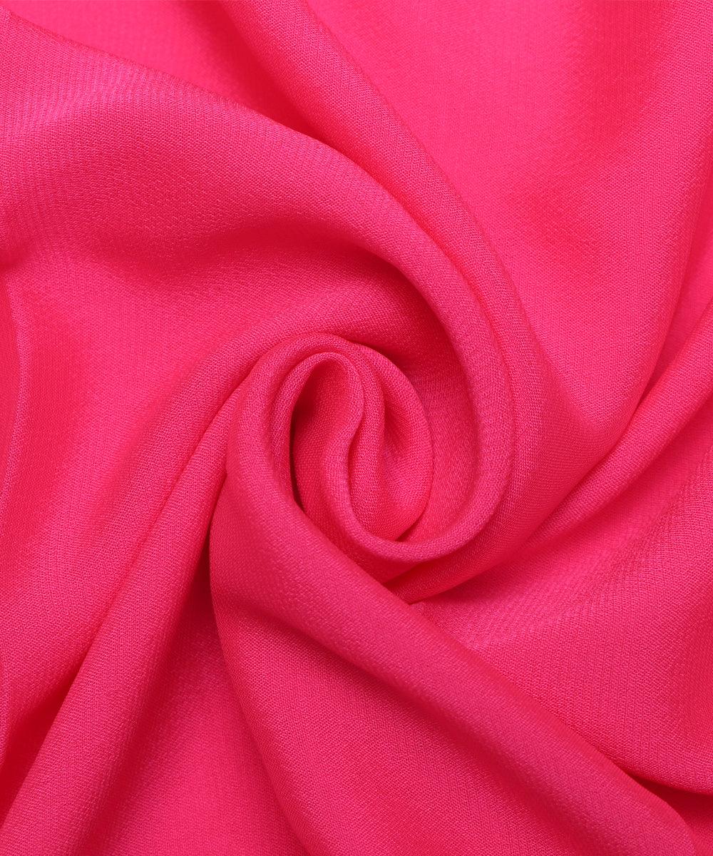 Neon Pink Colour Plain Georgette Fabric