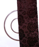 Dark Brown Colour Floral Design Velvet Brasso Fabric ( 2 Meter)