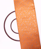 Rust Golden Colour Floral Design Brocade Silk Fabric ( 2.50Meter )