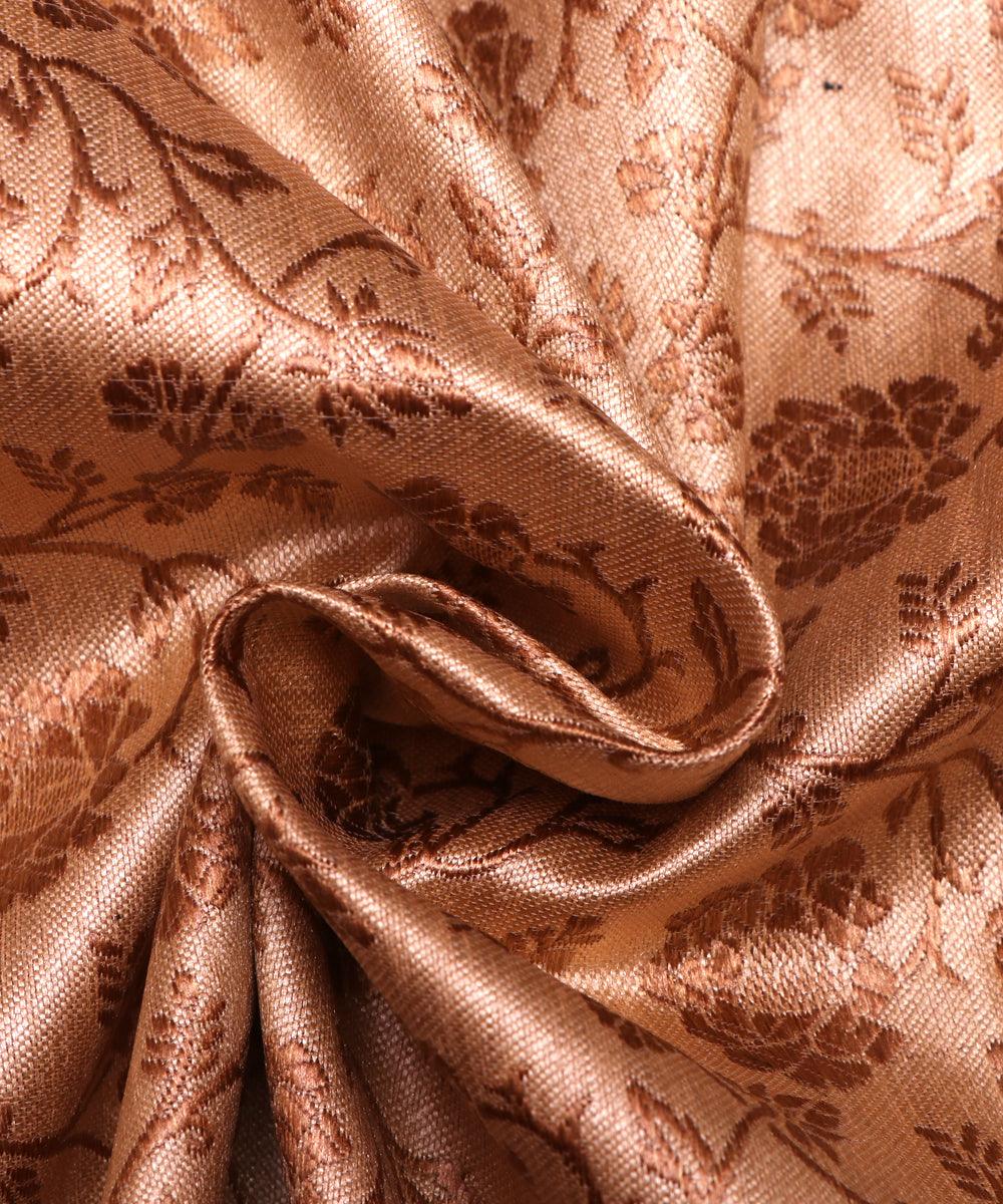 golden floral banarasi brocade silk fabric