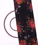 Black Colour Floral Print Chiffon Fabric ( 1.90 Meter )