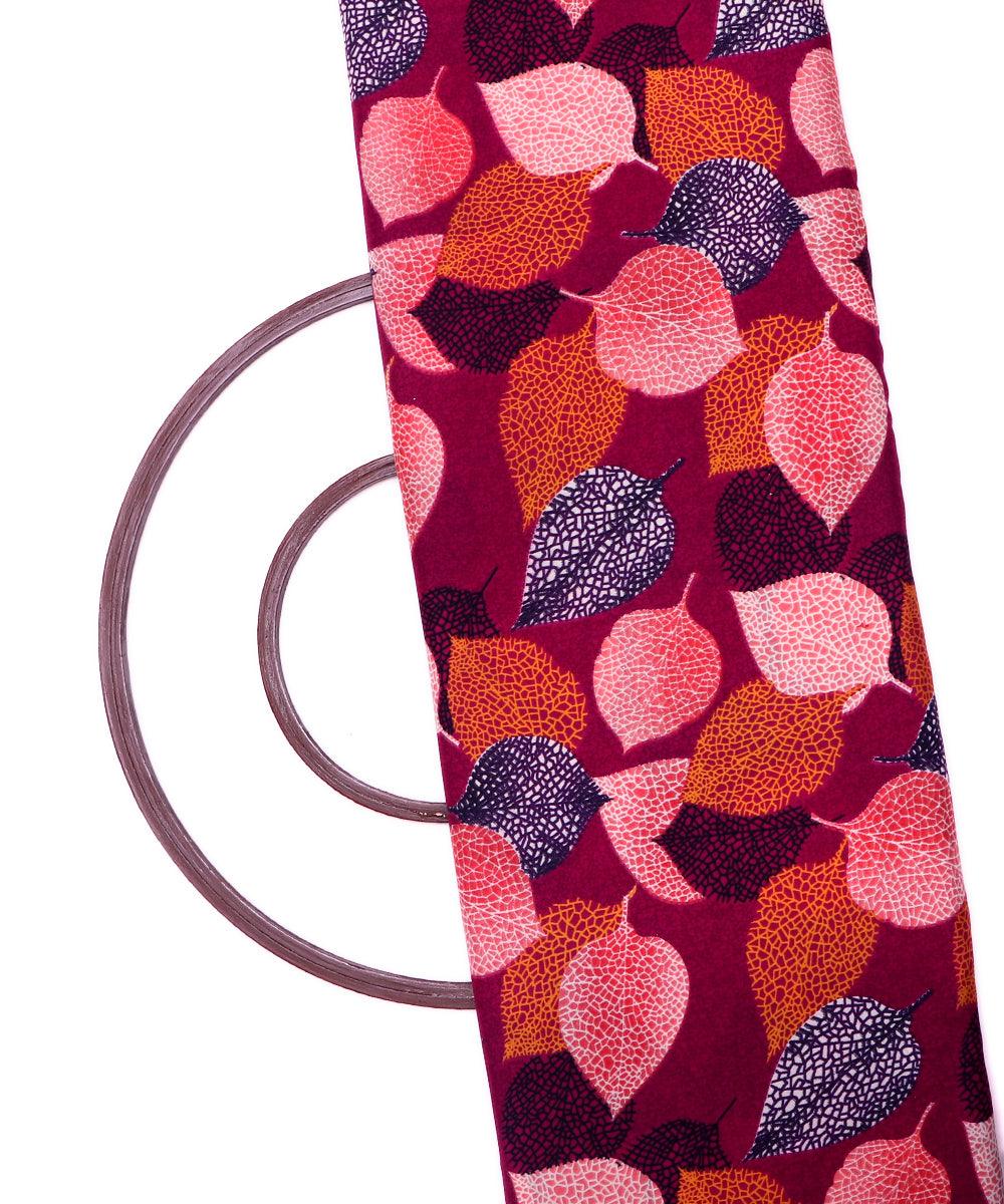 wine leaf pattern crepe fabric