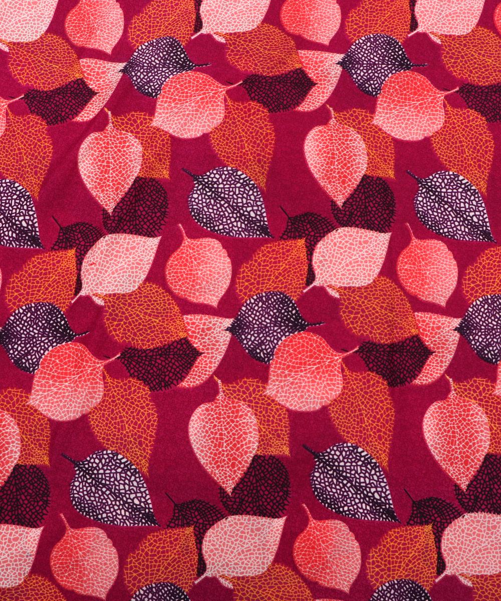 wine leaf pattern crepe fabric