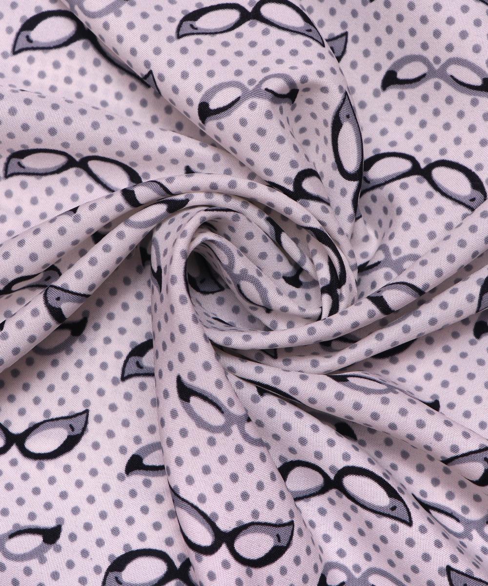 white specs pattern crepe fabric
