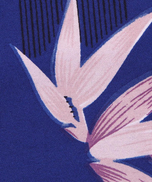 blue leaf pattern crepe fabric