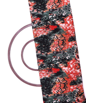 green red unique pattern crepe fabric
