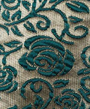 teal floral pattern brocade velvet fabric