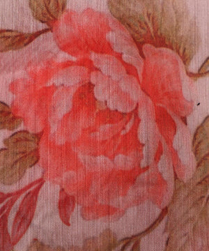 off white colour flower print chanderi fabric