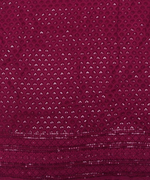Wine Colour Chikan Embroidery Rayon Fabric