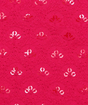 Fuchsia Colour Chikan Embroidery Rayon Fabric