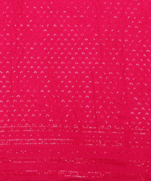 Fuchsia Colour Chikan Embroidery Rayon Fabric
