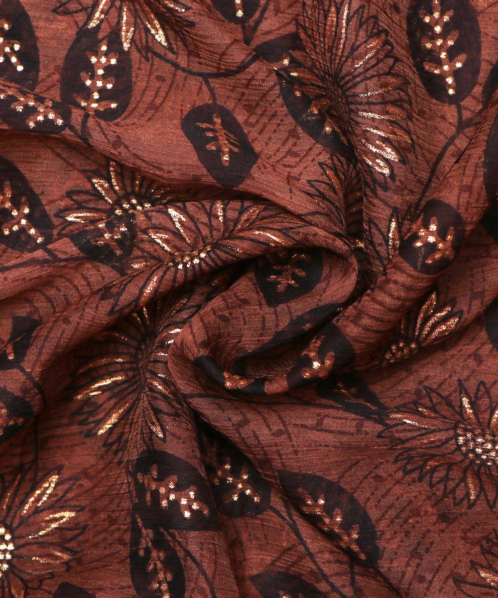 brown floral print chiffon fabric