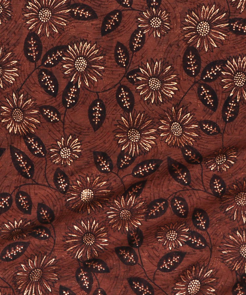 brown floral print chiffon fabric