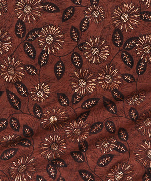 brown floral print chiffon fabric
