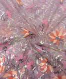 Pastel Greyish Pink Color Imported Net Embroidery Fabric