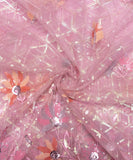 Pastel Pink Color Imported Net Embroidery Fabric