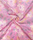 Pink Colour Floral Positon Print Organza Fabric