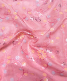 Rose Pink Colour Floral Embroidery Pure Viscose Organza Silk Fabric