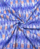 Blue Color Abstract Digital Print Cotton ChikanKari Embroidery Fabric