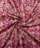 Lilac Color Floral Digital Print Cotton ChikanKari Embroidery Fabric